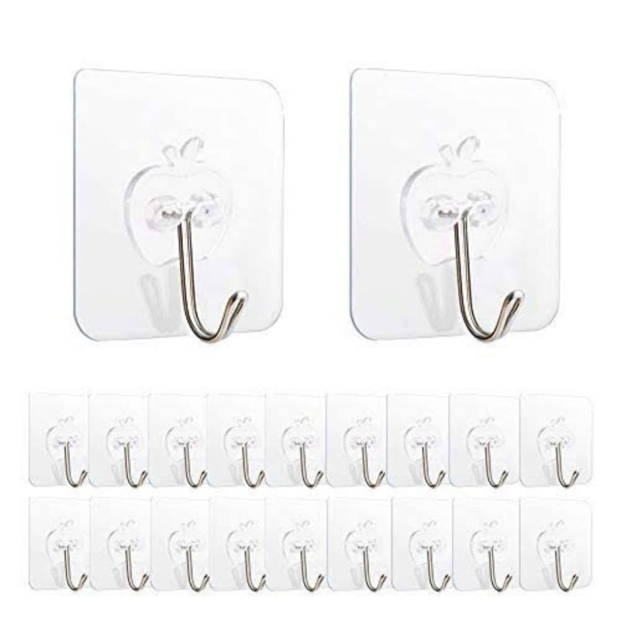 Self-Adhesive Single Wall Hook (Heavy-Duty Transparent)