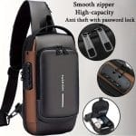 Black anti-theft crossbody sling bag front view