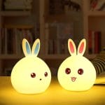 Cute rabbit rechargeable night lamp glowing softly