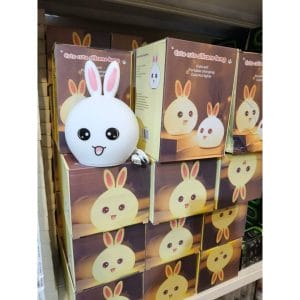 Close-up of silicone rabbit lamp ears and face