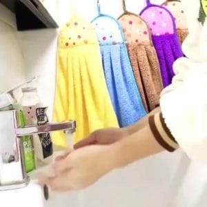 Hanging microfiber kitchen hand towel with loop