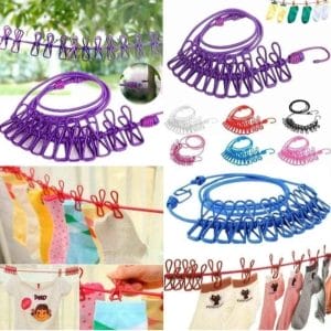 Close-up of anti-slip spacers between laundry clips