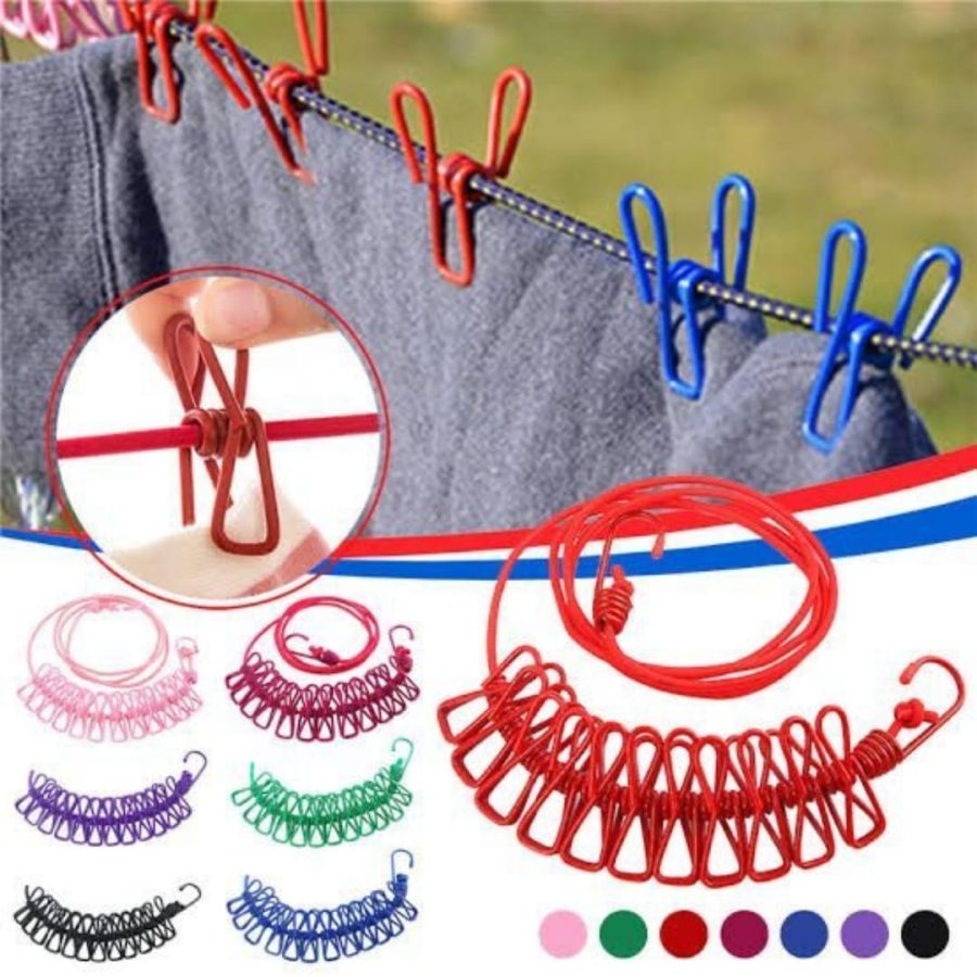 Portable Clothesline with 12 Clips and Anti-Slip Spacers — photo 2