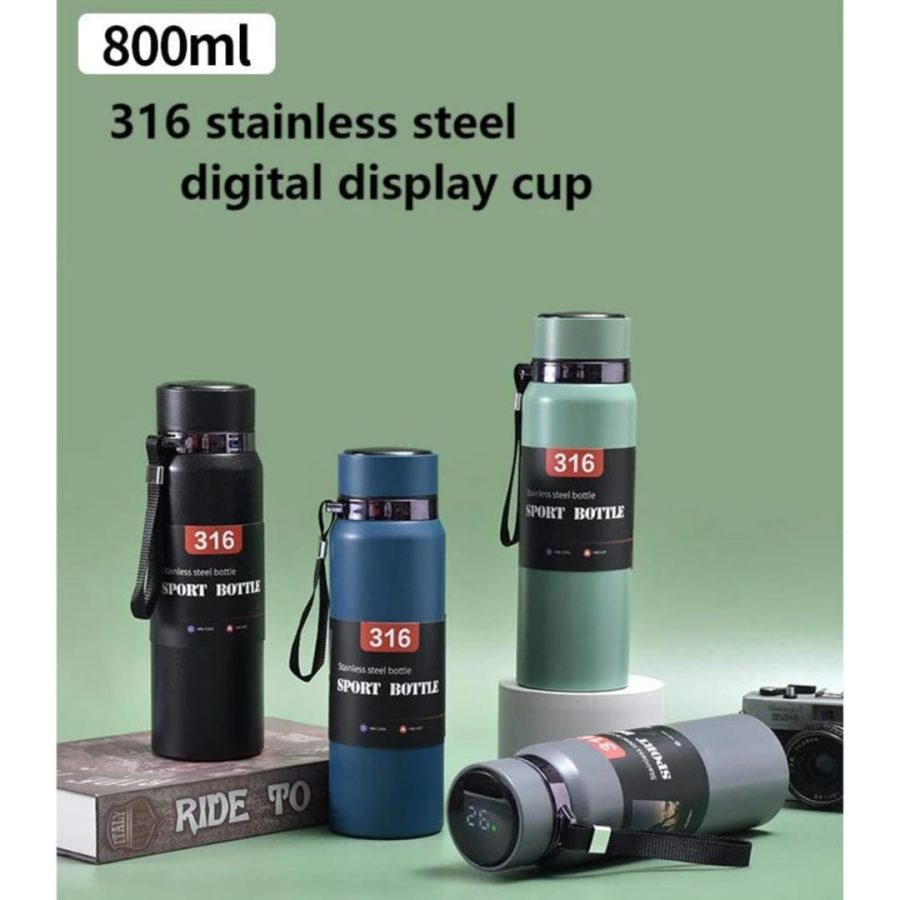 Vacuum Sports Bottle with LED Temperature Display - 800ml