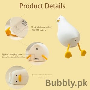 USB rechargeable silicone duck night light for kids room