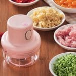 Portable electric food grinder with stainless steel blades
