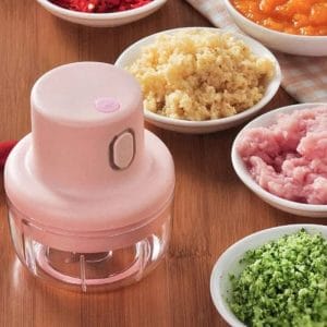 Portable electric food grinder with stainless steel blades