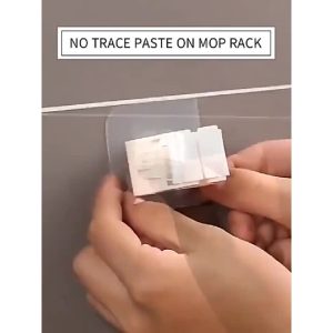 No drill mop holder for bathroom wall