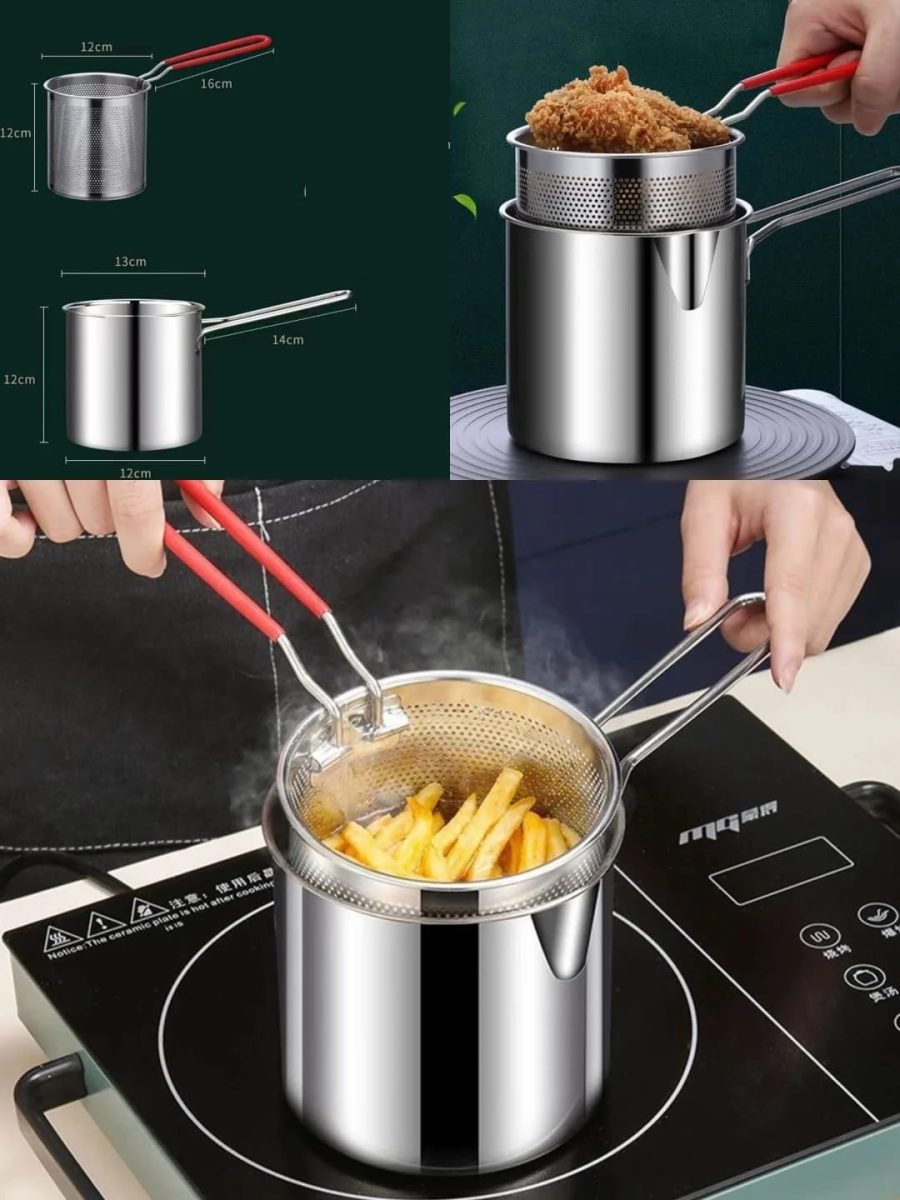 Stainless Steel Mini Deep Fryer Pot with Strainer Basket — photo 6