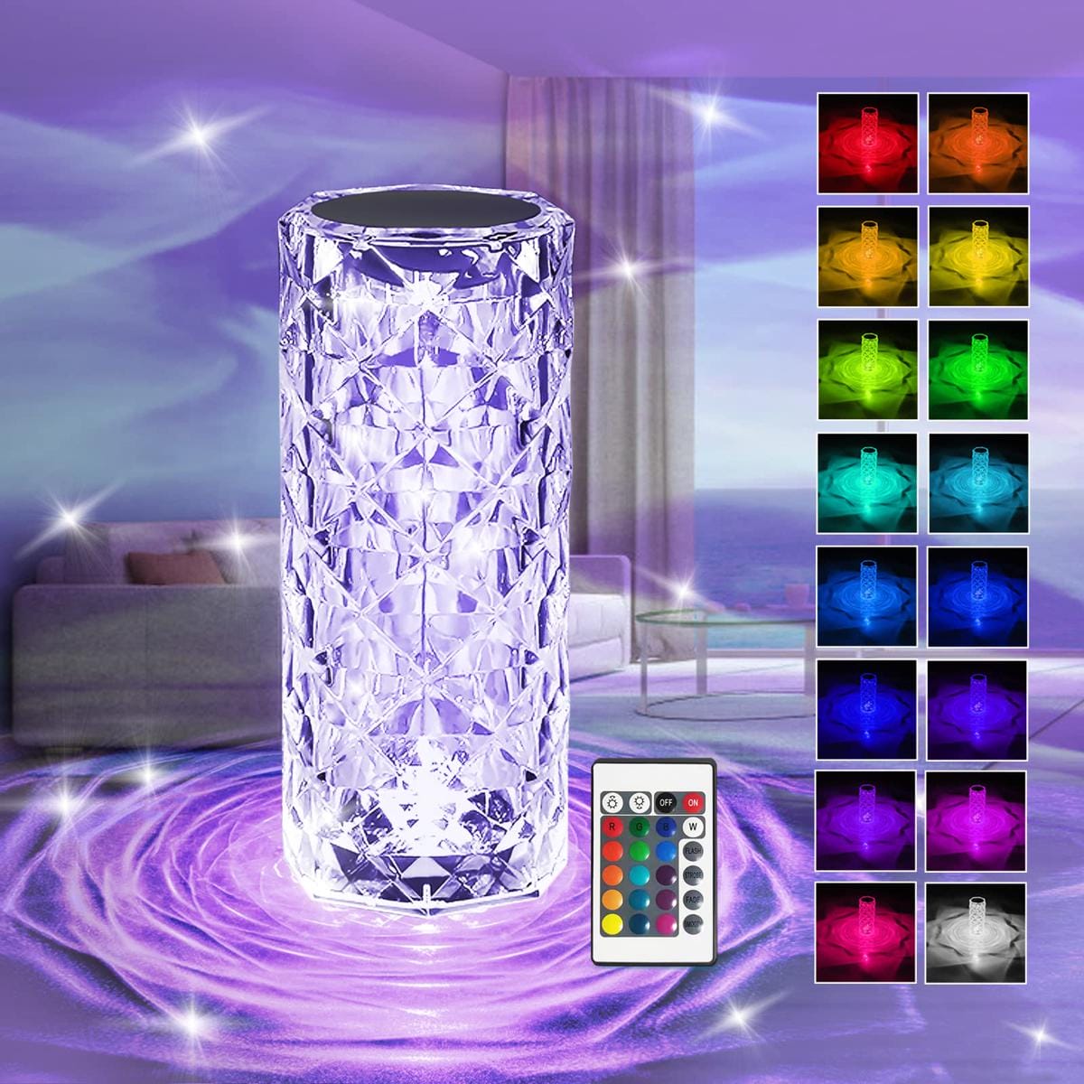 Crystal Rose Diamond Touch Lamp