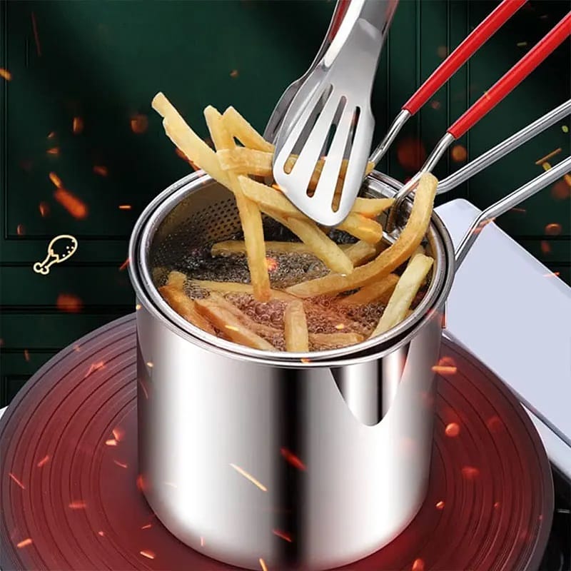 Stainless Steel Mini Deep Fryer Pot with Strainer Basket — photo 5