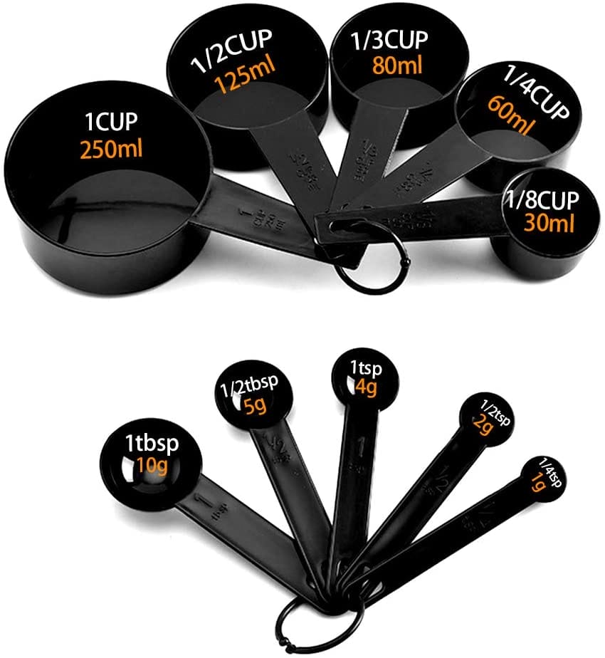 10-Piece Black Plastic Measuring Cups & Spoons Set — photo 4