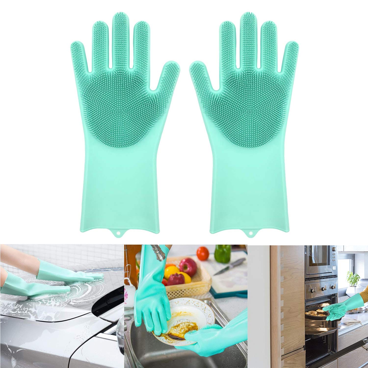Magic Silicone Dishwashing Gloves with Bristles - photo 6