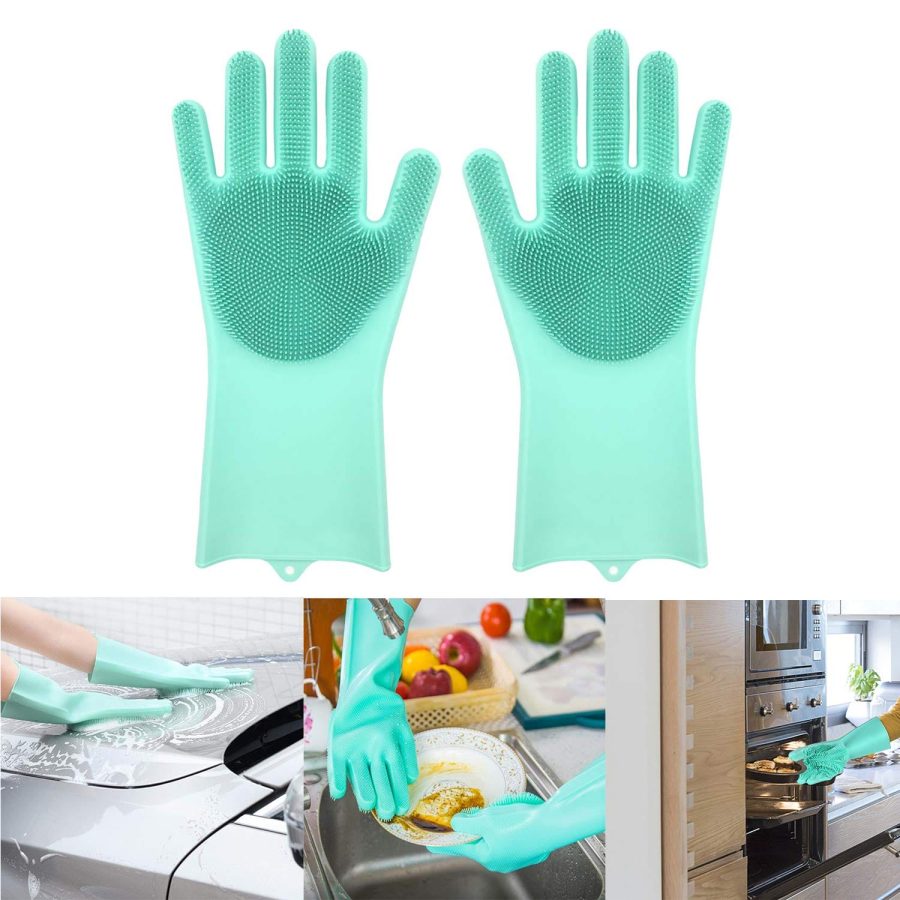 Magic Silicone Dishwashing Gloves with Bristles — photo 6