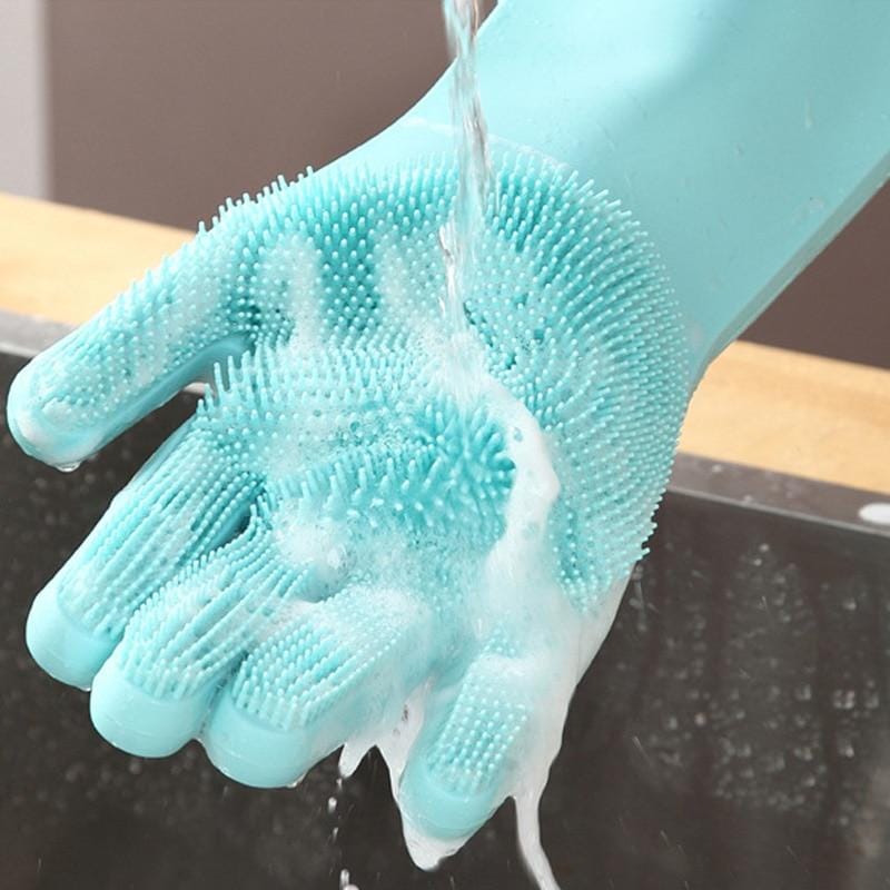 Magic Silicone Dishwashing Gloves with Bristles — photo 3