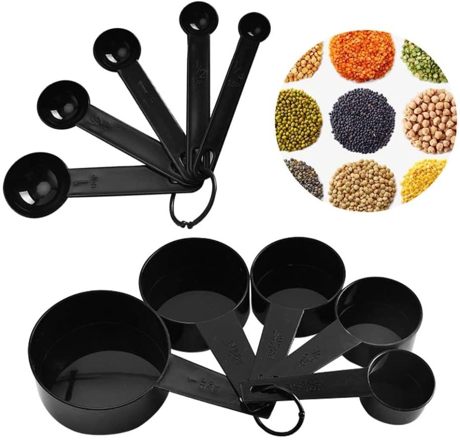 10-Piece Black Plastic Measuring Cups & Spoons Set — photo 3