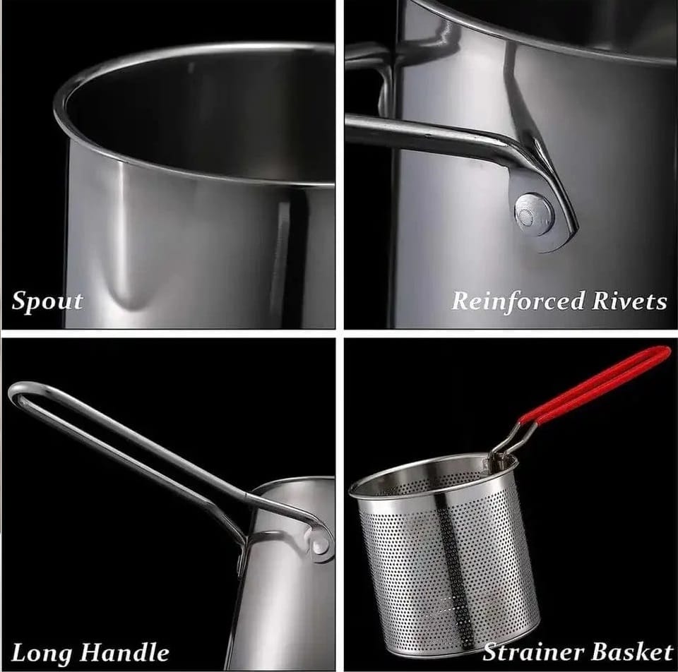 Stainless Steel Mini Deep Fryer Pot with Strainer Basket - photo 8