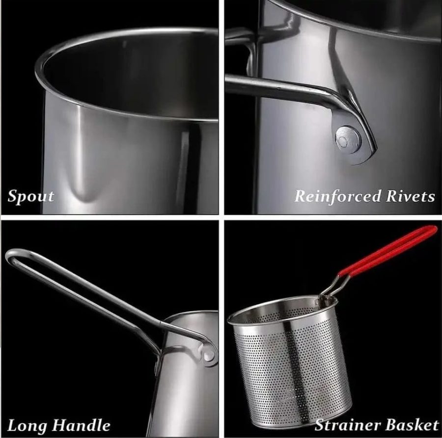 Stainless Steel Mini Deep Fryer Pot with Strainer Basket — photo 8