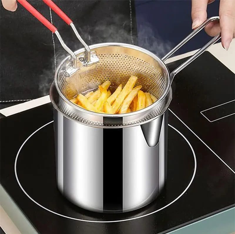 Stainless Steel Mini Deep Fryer Pot with Strainer Basket — photo 3