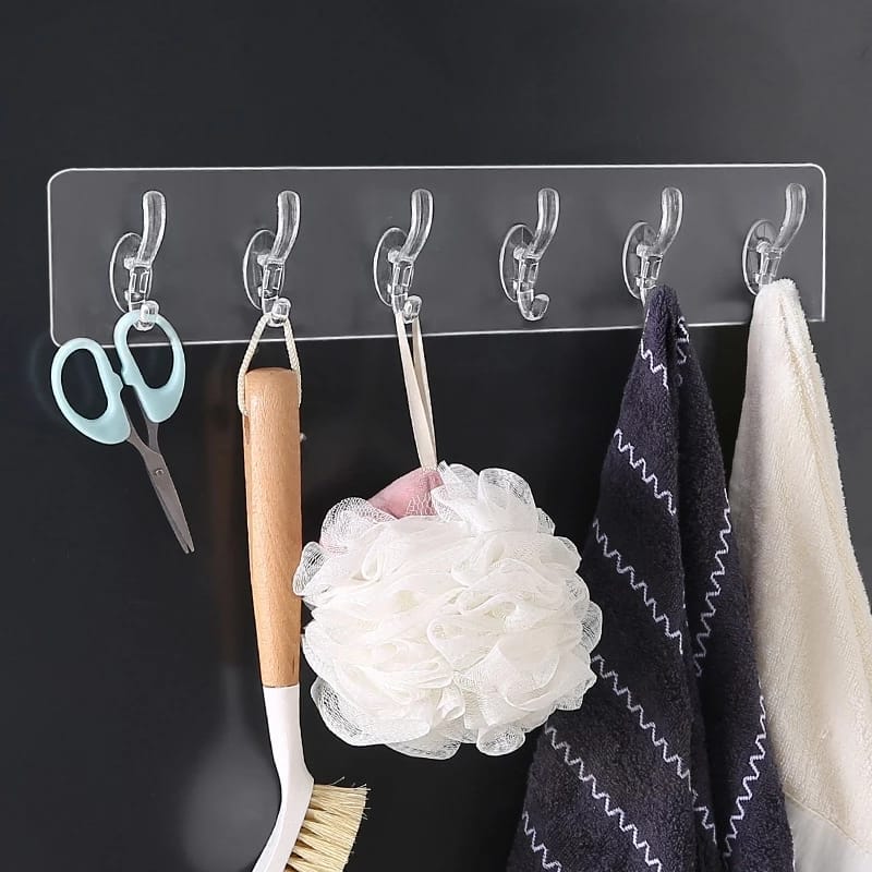 Self-Adhesive 6-Hook Wall Rail — photo 4