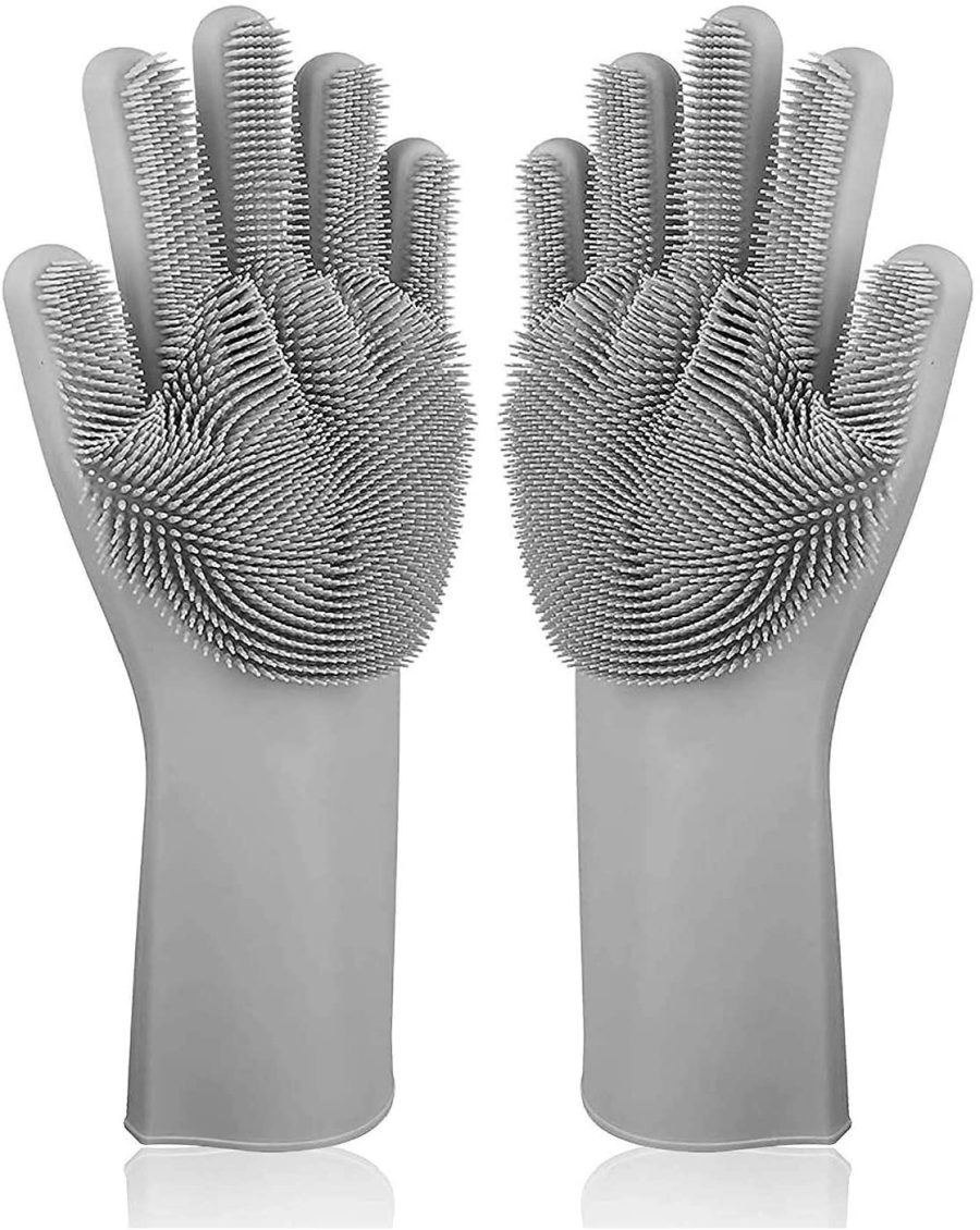 Magic Silicone Dishwashing Gloves with Bristles — photo 4