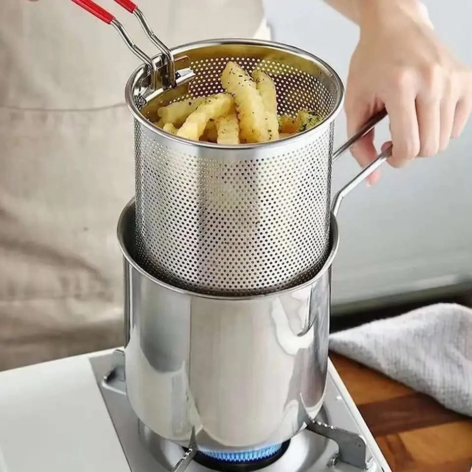 Stainless Steel Mini Deep Fryer Pot with Strainer Basket - photo 7