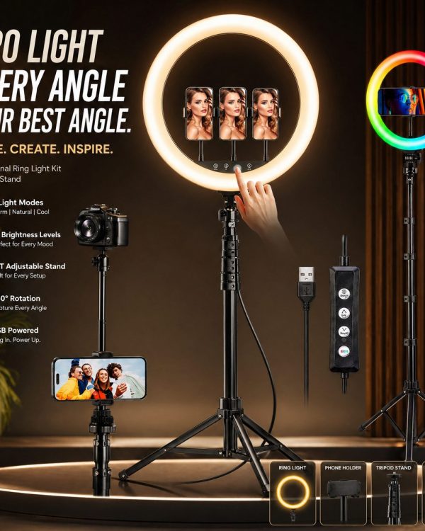 26cm LED Ring Light with 7ft Tripod & Phone Holder