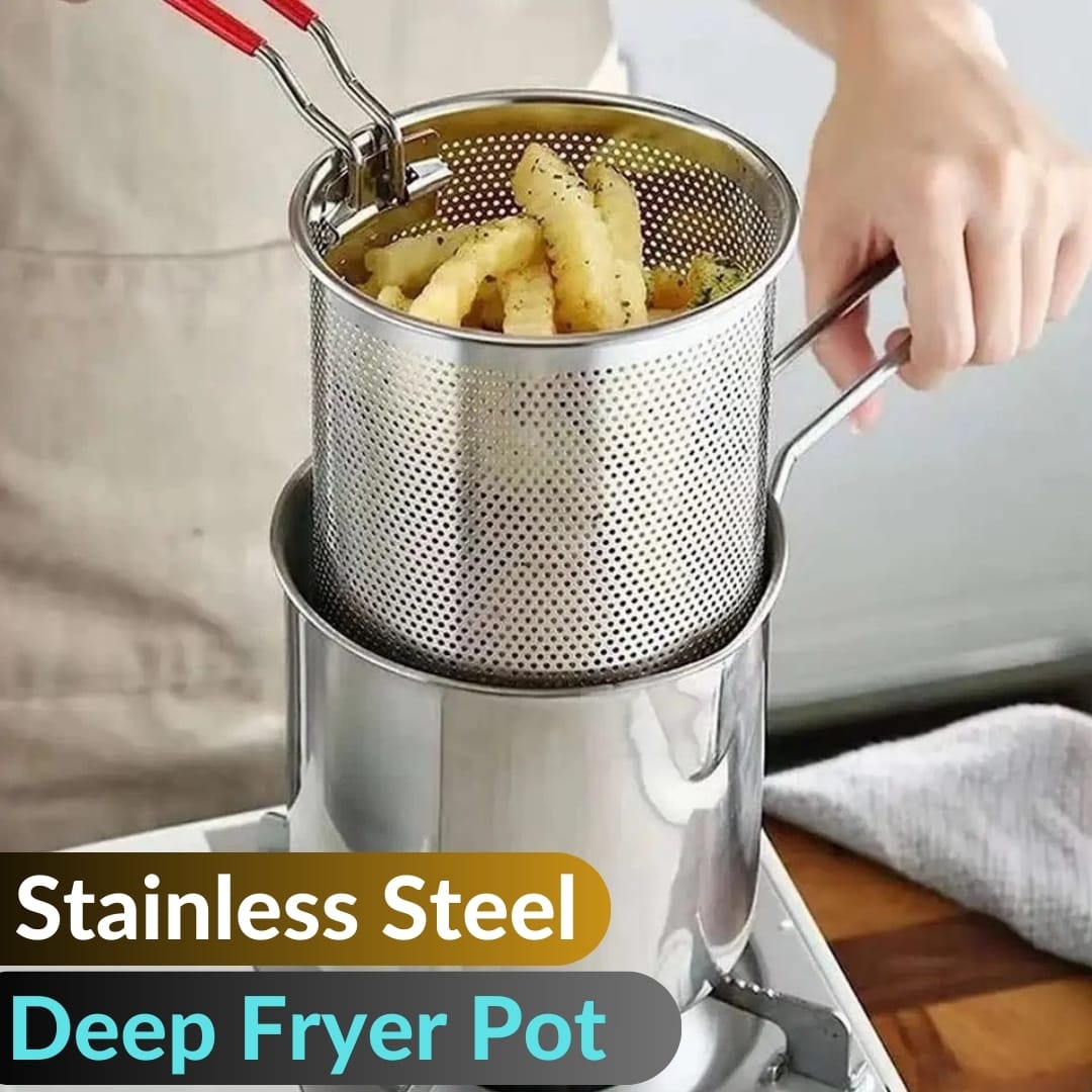 Stainless Steel Mini Deep Fryer Pot with Strainer Basket - photo 1