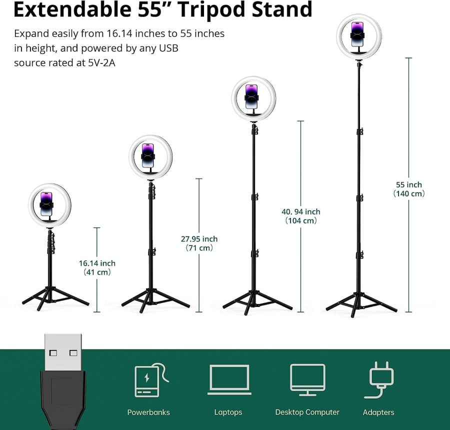 26cm LED Ring Light with 7ft Tripod & Phone Holder — photo 5