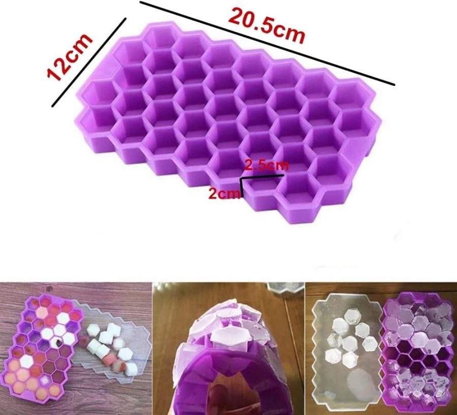 37-Cavity Silicone Honeycomb Ice Cube Tray with Lid — photo 4