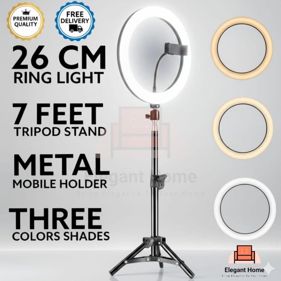 26cm LED Ring Light with 7ft Tripod & Phone Holder — photo 3