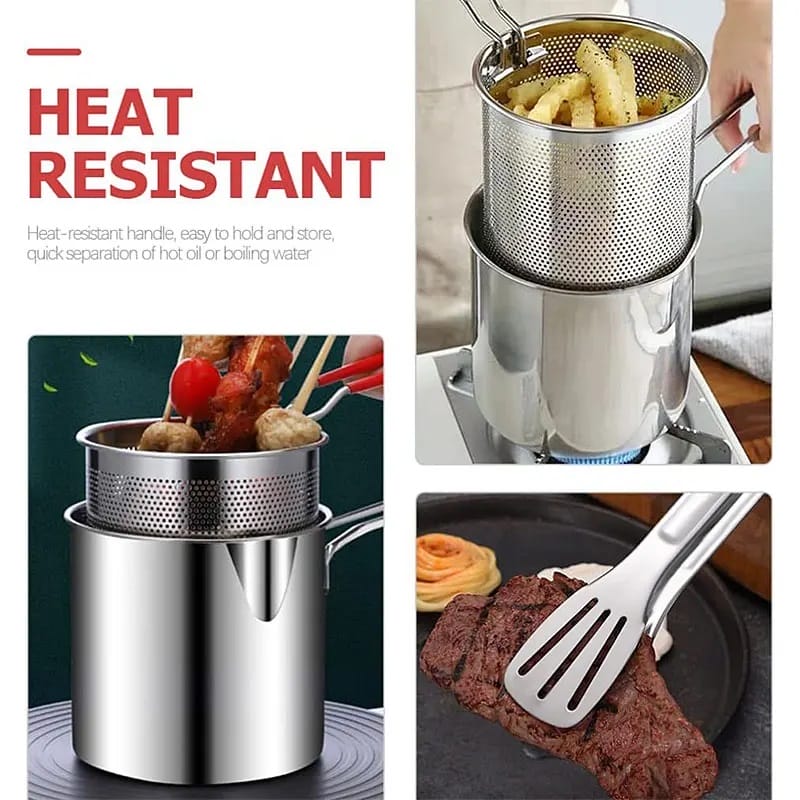 Stainless Steel Mini Deep Fryer Pot with Strainer Basket - photo 4