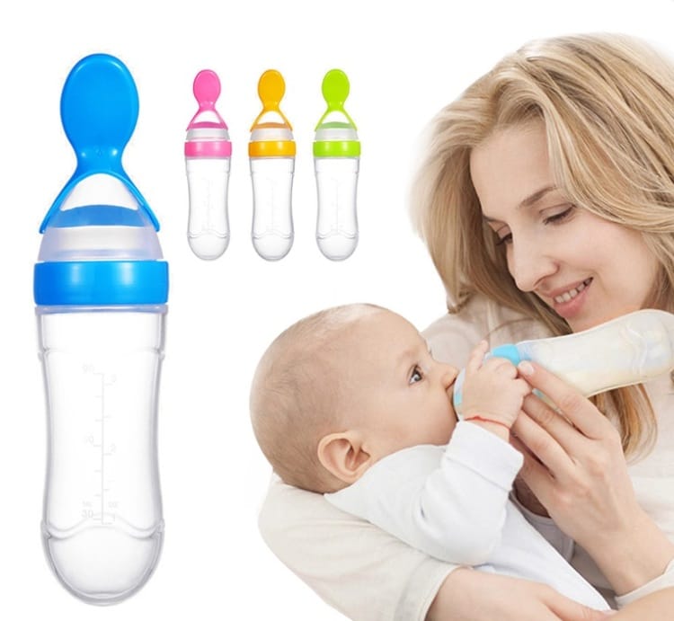 Silicone Baby Feeding Bottle with Spoon - photo 1