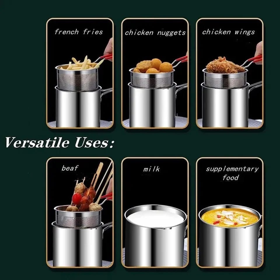 Stainless Steel Mini Deep Fryer Pot with Strainer Basket - photo 9